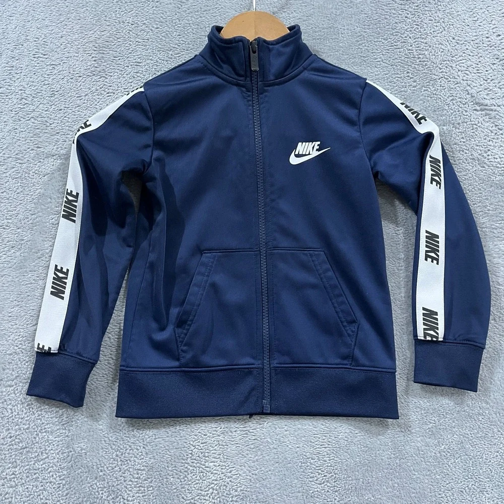 Nike Track Jacket‎ Unisex Kids XS (3-4 Years) Blue Swoosh Running Trail Full Zip